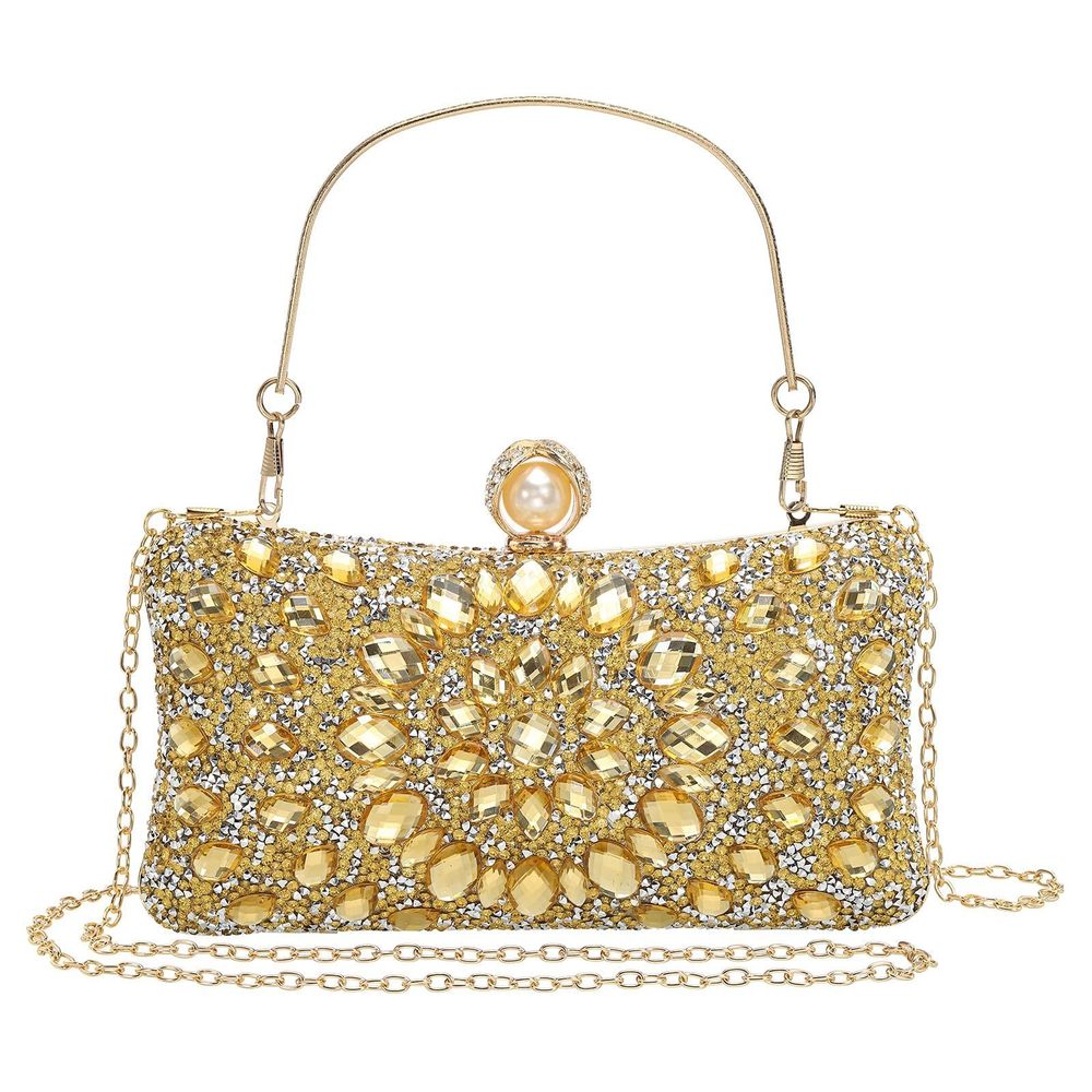 Uxcell Sparkly Gold Rhinestone Clutch for Weddings & Events